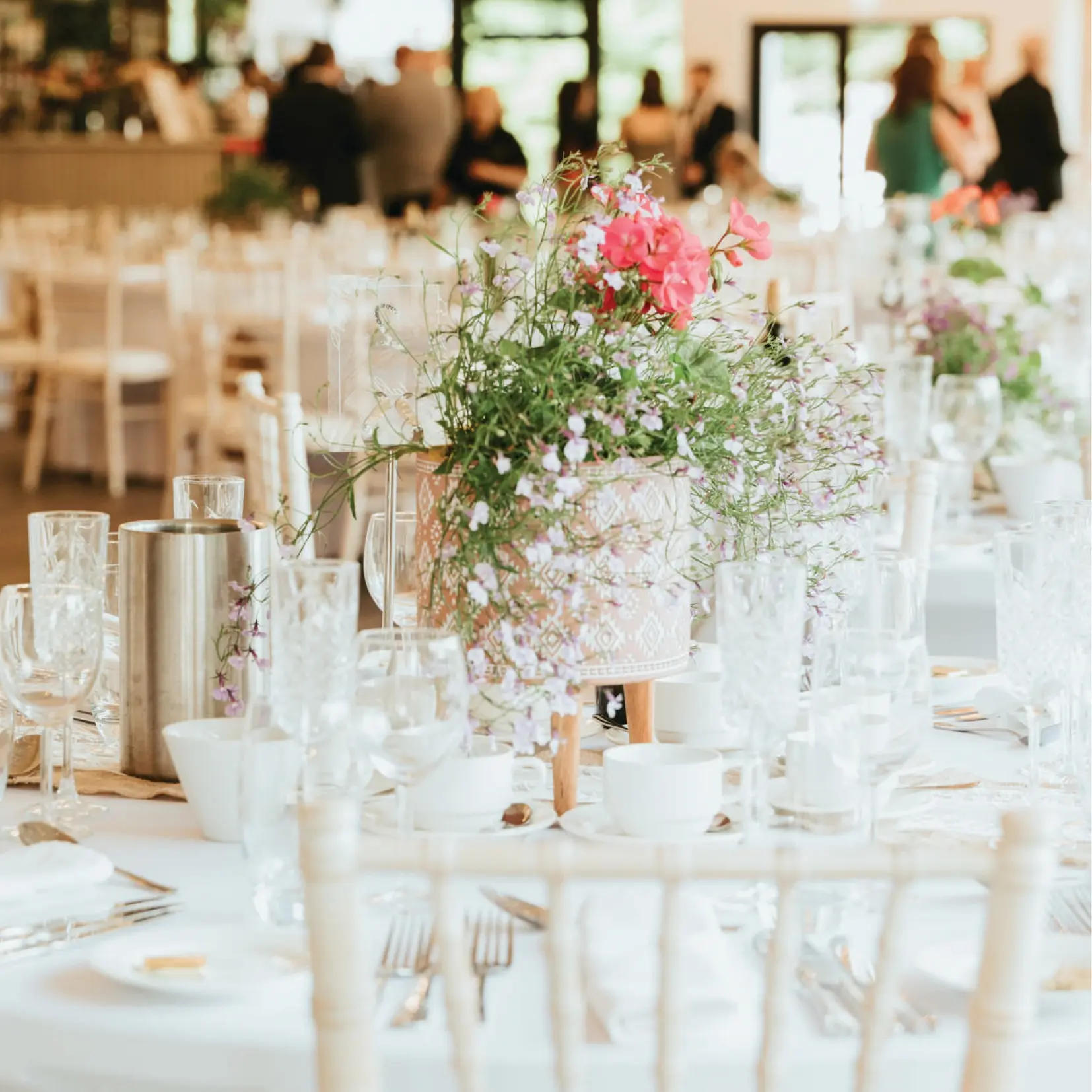 Wedding table styled with wildflowers